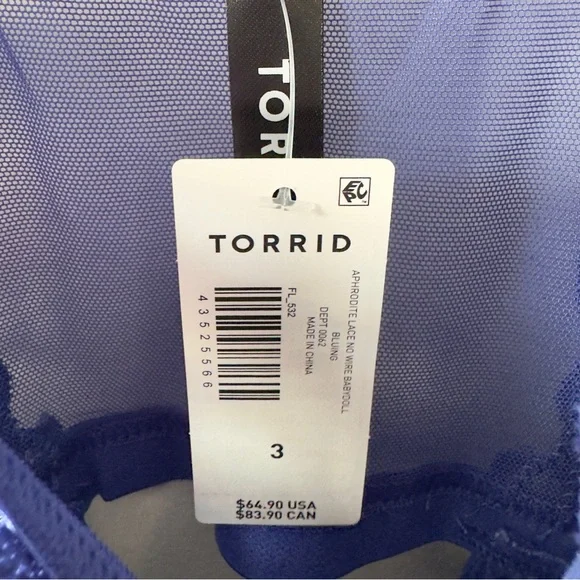 Torrid Aphrodite Lace No Wire Babydoll Blue Slip Adjustable Spaghetti Straps NWT - Picture 7 of 10